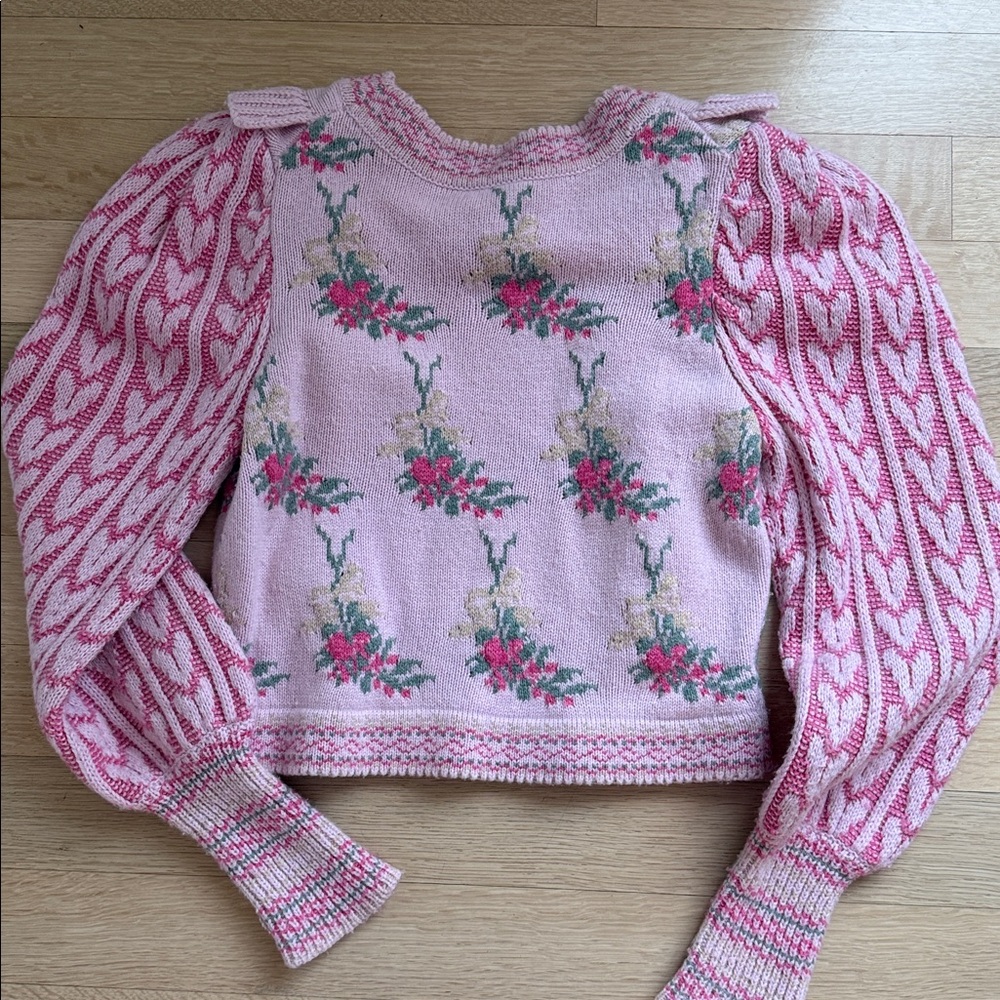 Floral Ruffle Pink Sweater - Picture 4 of 4